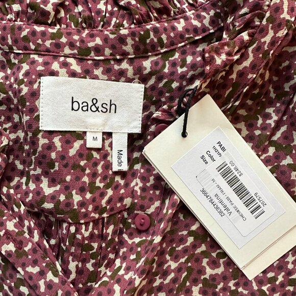 Ba&sh Pabi Printed Ruffle Neck Button Up Blouse Size M - Picture 4 of 15